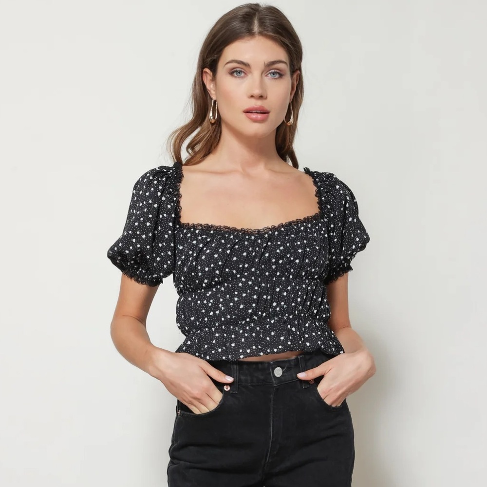 Line & Dot Leah Top in Black